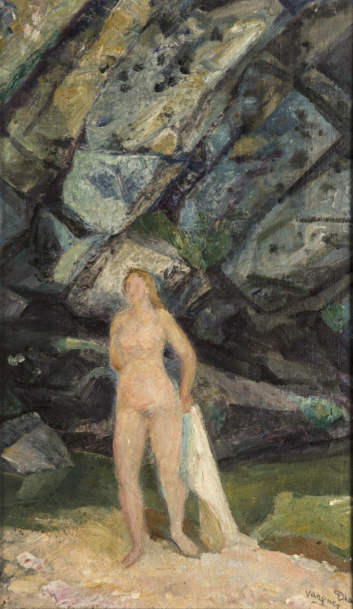 Desnudo en el acantilado