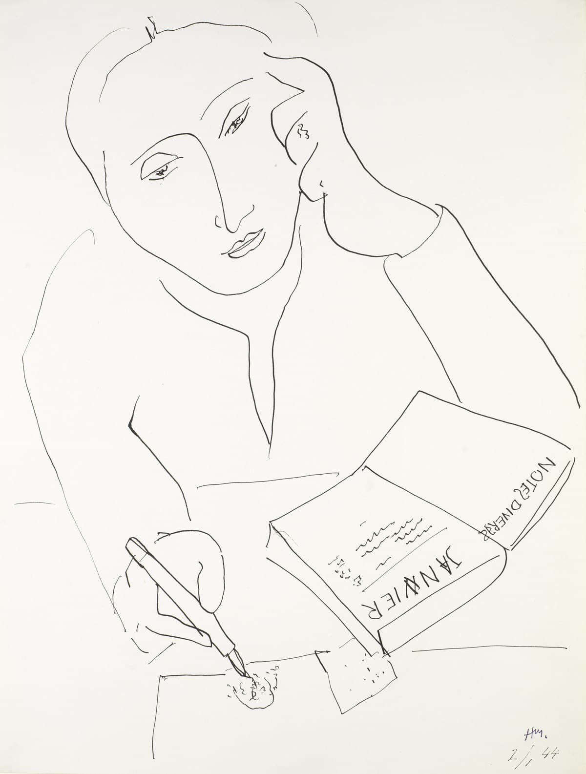 Femme à l'agenda © Sucesión H. Matisse. VEGAP, Madrid, 2022