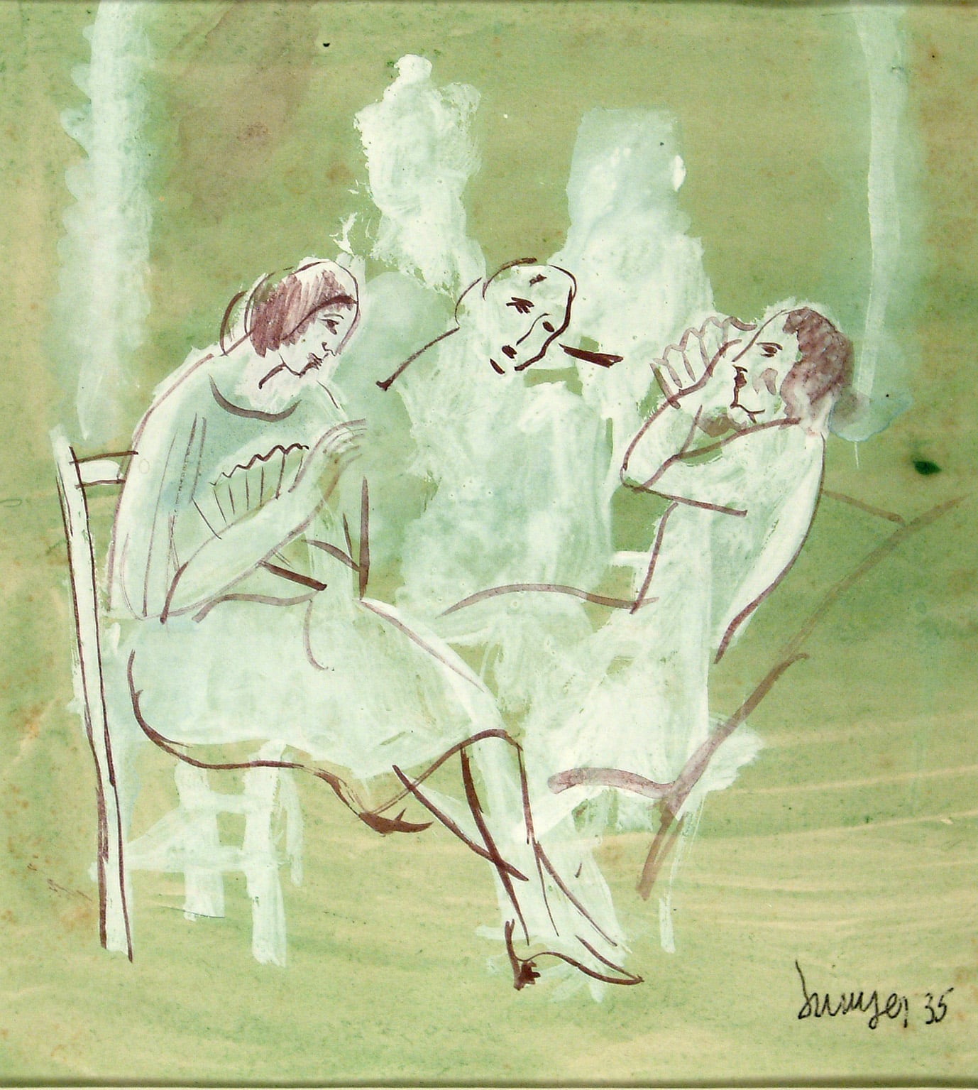 Tres mujeres sentadas