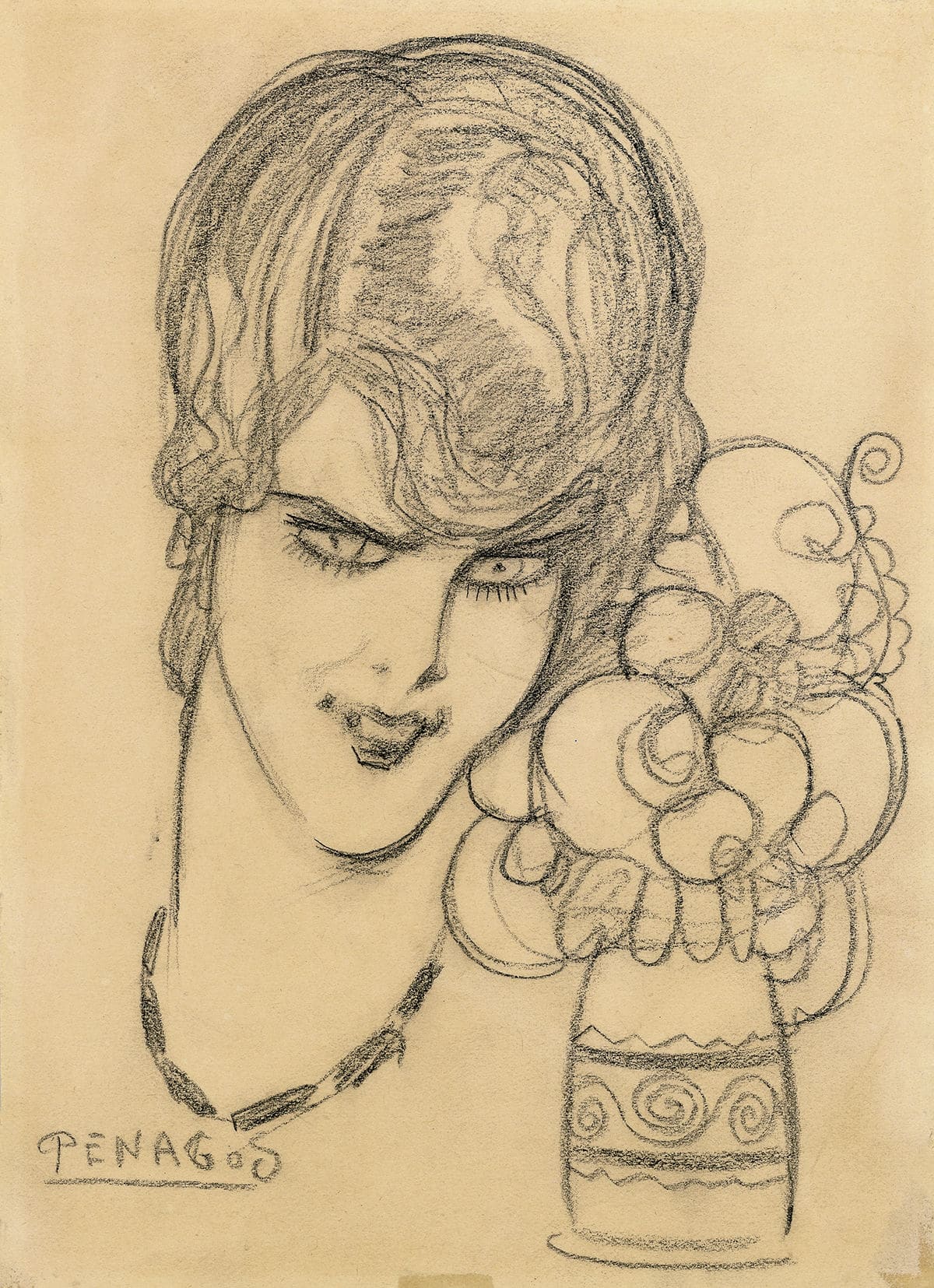 Cara de mujer con motivo floral © COLECCIONES Fundación MAPFRE