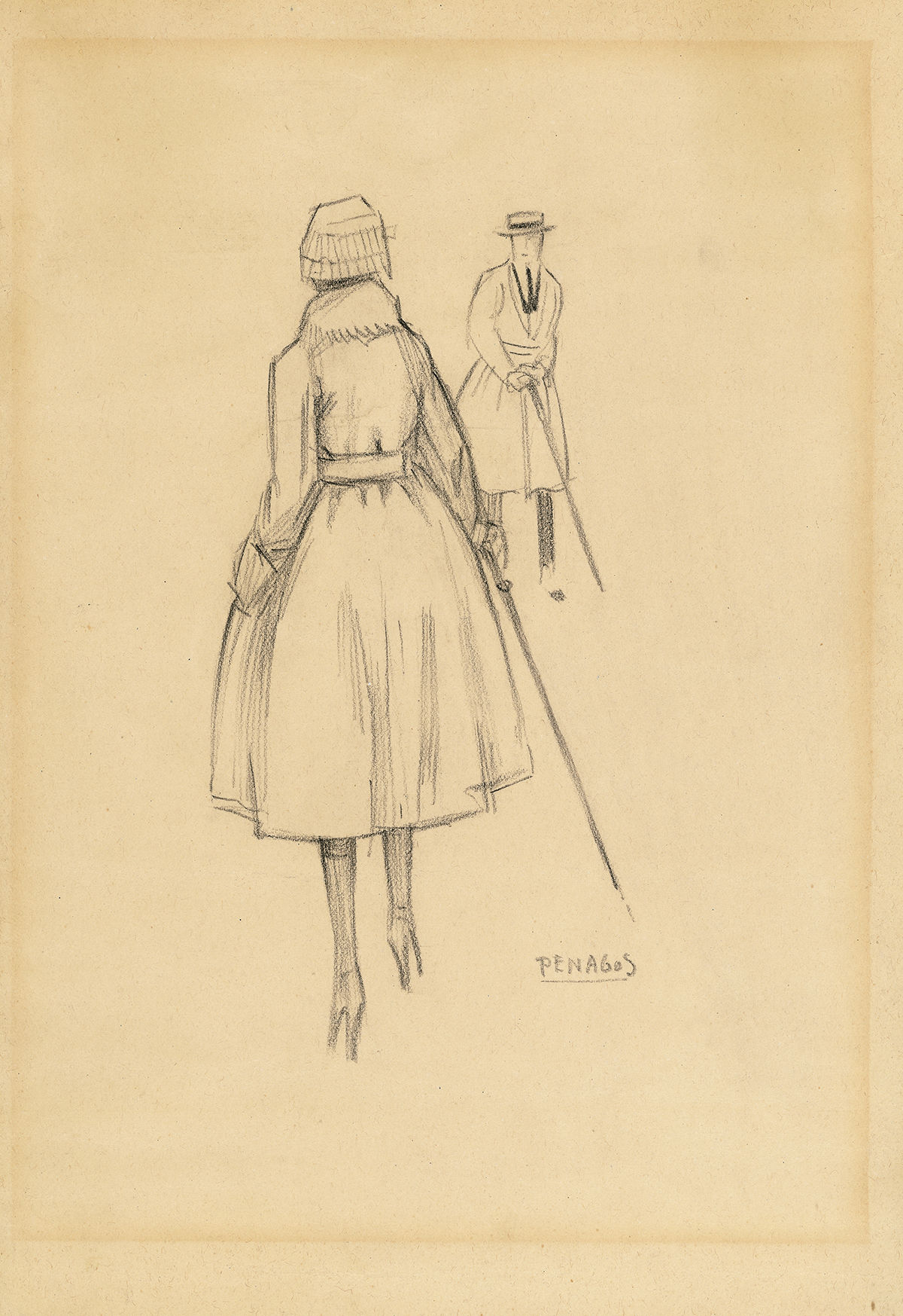 Mujer con abrigo de espalda Mujer con abrigo de espalda © COLECCIONES Fundación MAPFRE