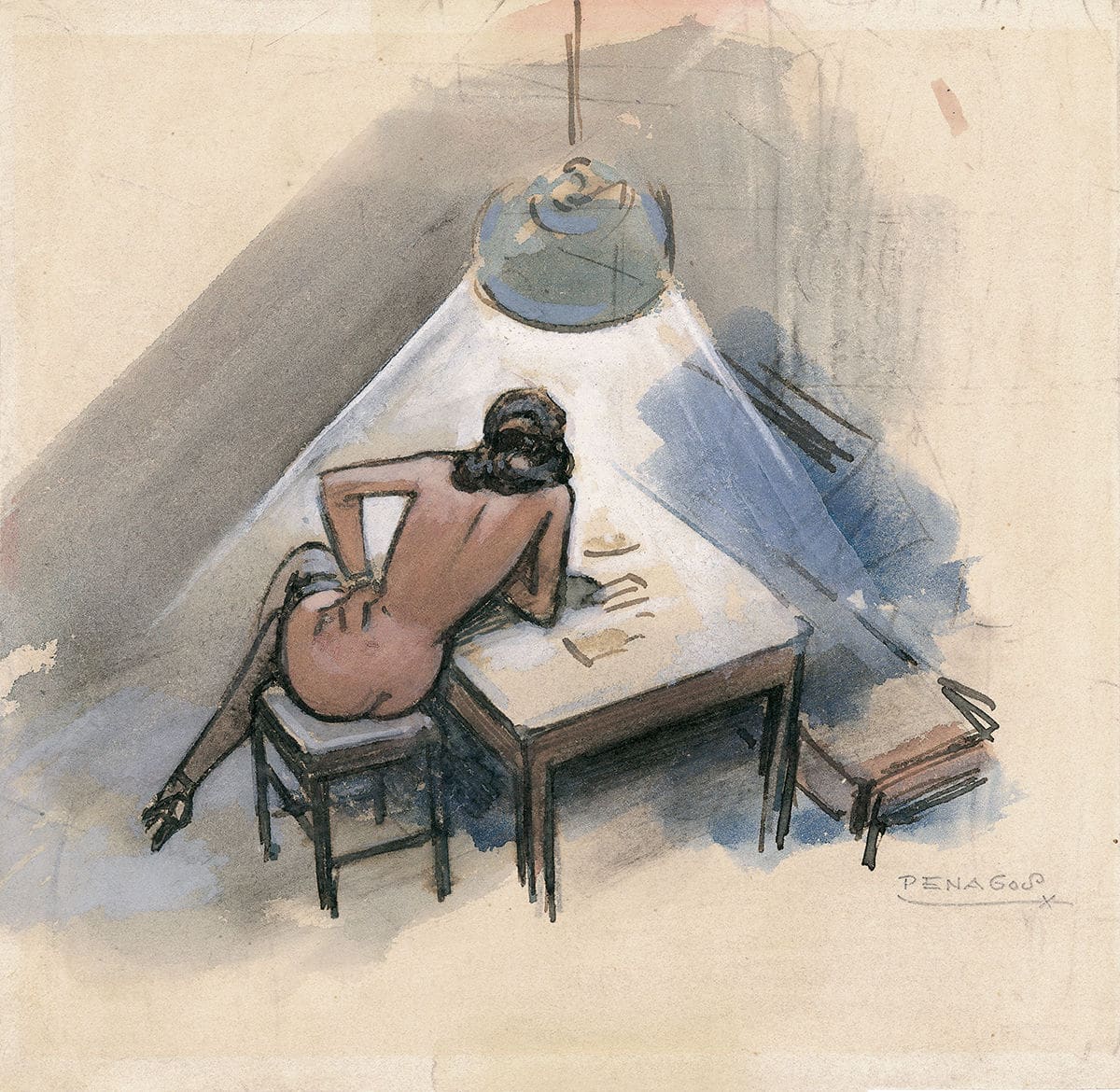 Desnudo en un cuarto con lámpara Desnudo en un cuarto con lámpara © COLECCIONES Fundación MAPFRE