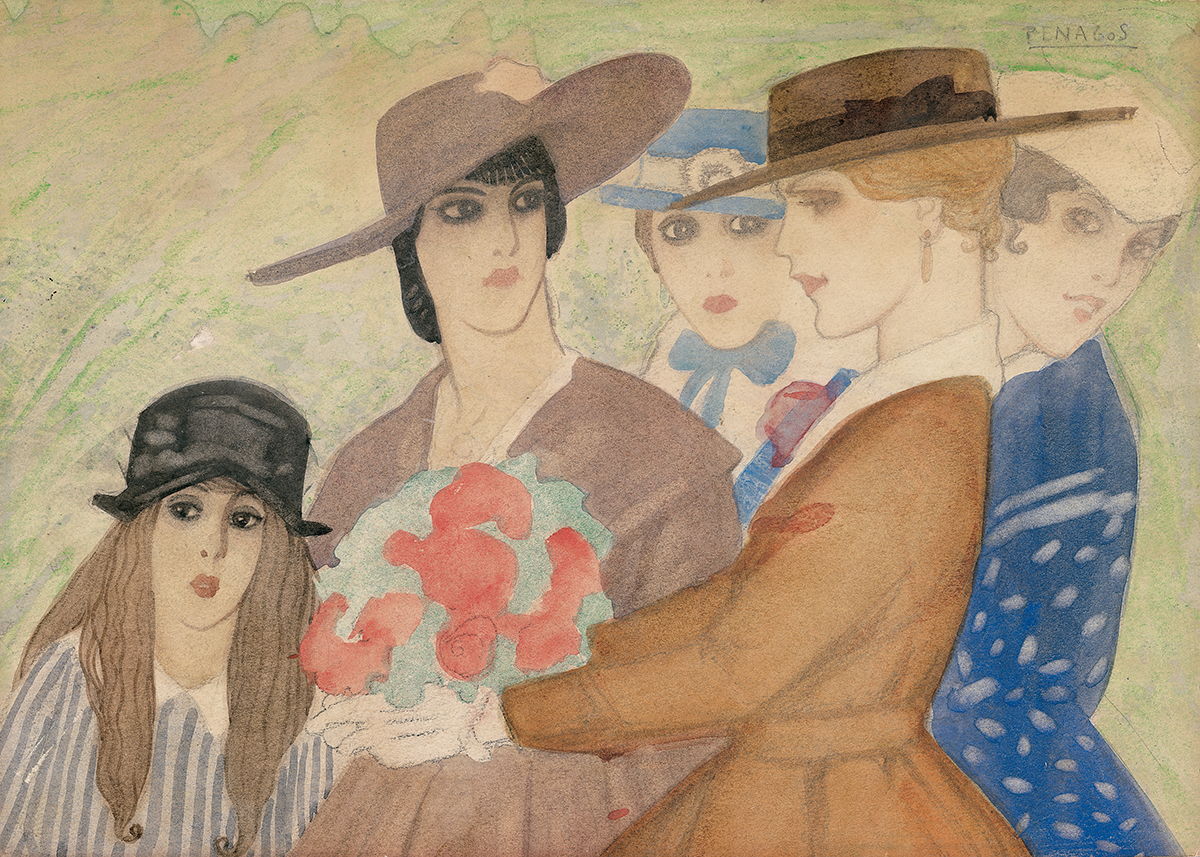 Mujeres con ramo de flores © COLECCIONES Fundación MAPFRE