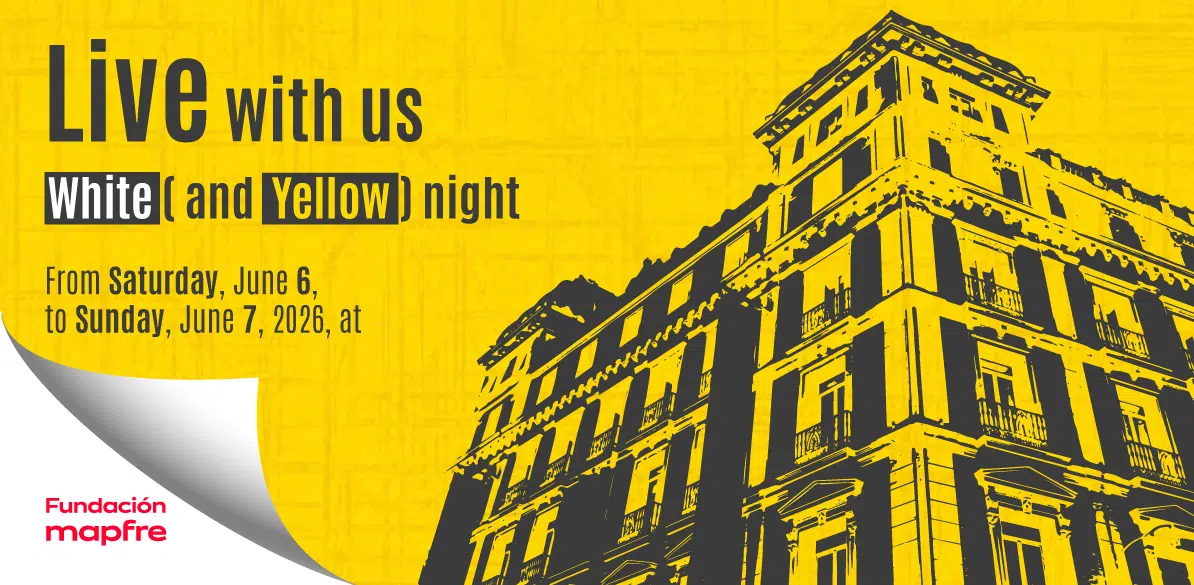 White and Yellow Night 2026 Poster for White and Yellow Night 2026 with illustrated building in yellow and black tones.