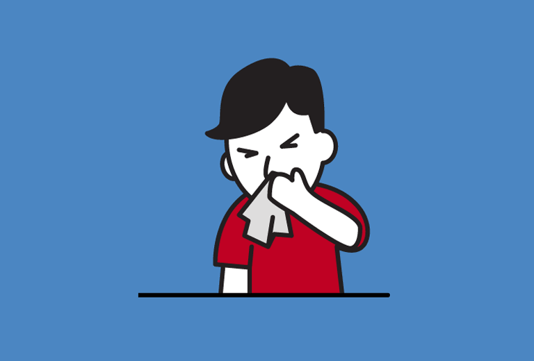 Cover your nose and mouth when you cough or sneeze, with your arm bent or with a tissue, and then wash your hands