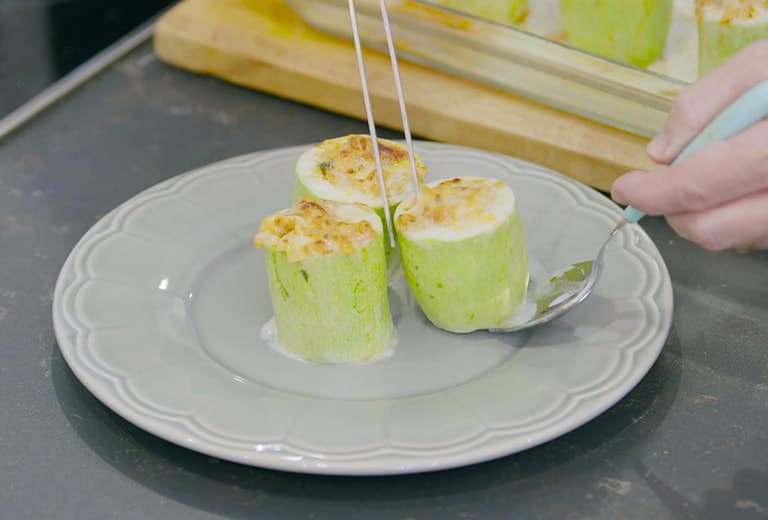 Shrimp stuffed zucchini