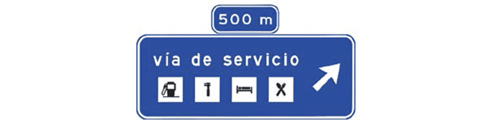 Preseñalización en autopista o autovía de una vía de servicio, con salida exclusiva