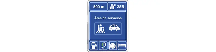 Preseñalización de área de servicio