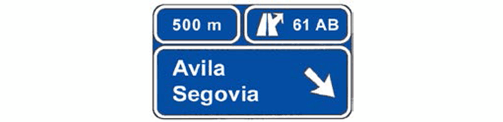 Preseñalización en autopista o autovía de dos salidas muy próximas hacia cualquier carretera