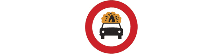 Entrada prohibida a vehículos que transporten mercancías explosivas o inflamables