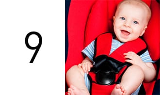 If the child seat harness has padding over the top straps of the harness, they should be positioned correctly over the child's collarbones and upper chest and they should not be twisted.