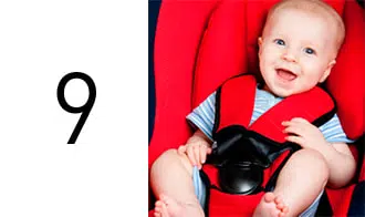 If the child seat harness has padding over the top straps of the harness, they should be positioned correctly over the child's collarbones and upper chest and they should not be twisted.