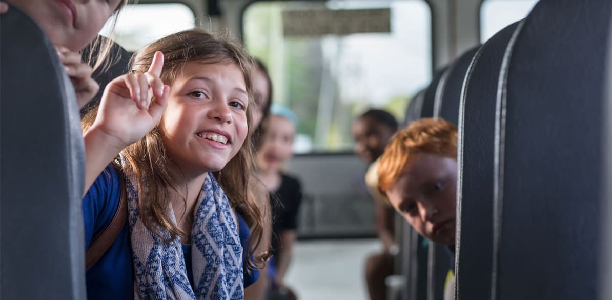 When traveling by bus, the most important thing is to use an approved child restraint system that is appropriate for your child's height and weight.