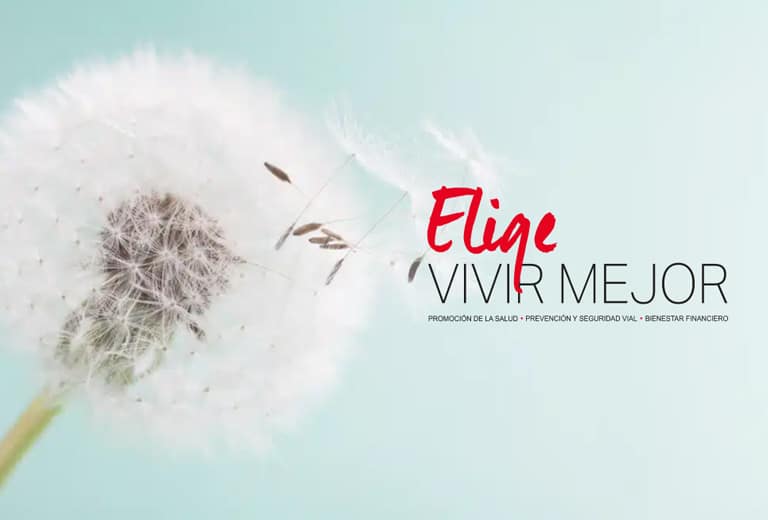 Diente de león con el logotipo del programa Elige Vivir Mejor.