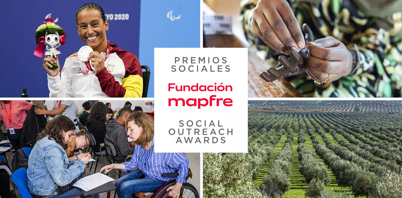 Mosaico con los 4 premiados de los Premios Sociales Fundación Mapfre