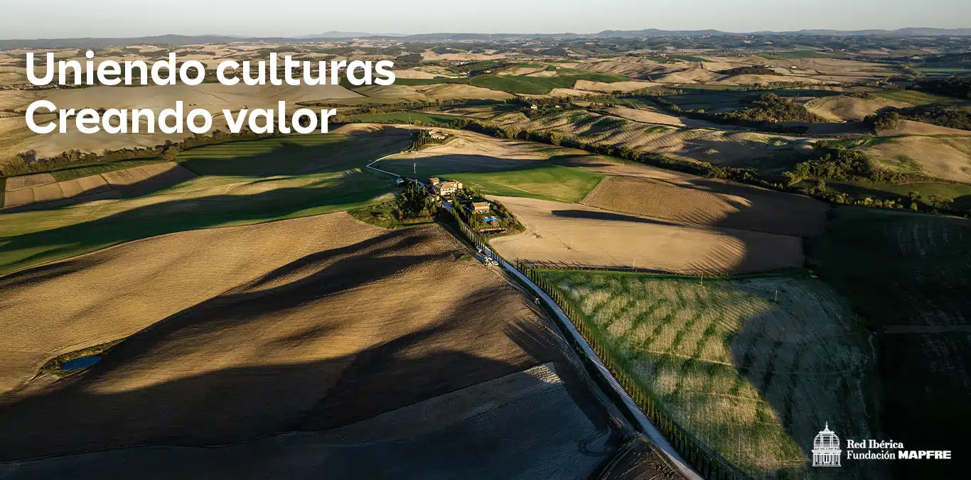 Imagen área de un campo castellano por la mañana