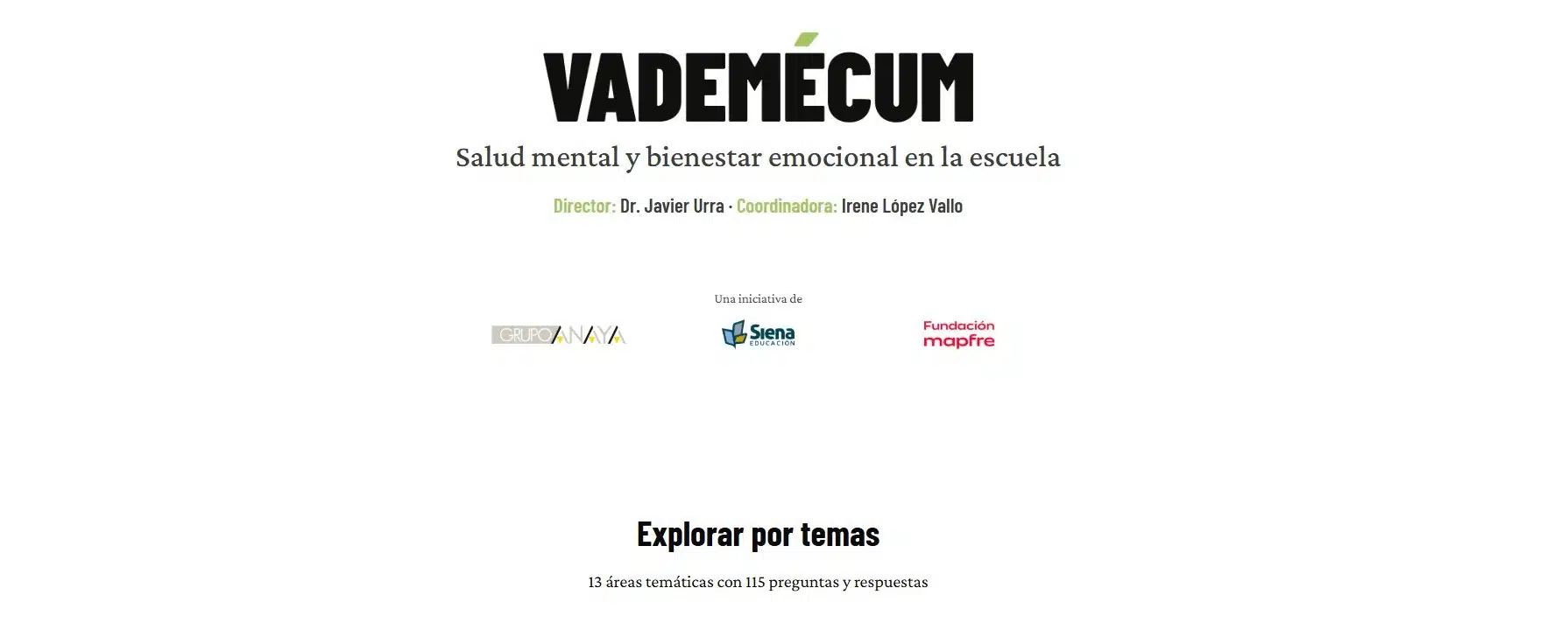 Fundación Mapfre, Grupo Anaya y Siena Educación presentan el vademécum ‘Salud mental y bienestar emocional en la escuela’ Portada Vademécum digital